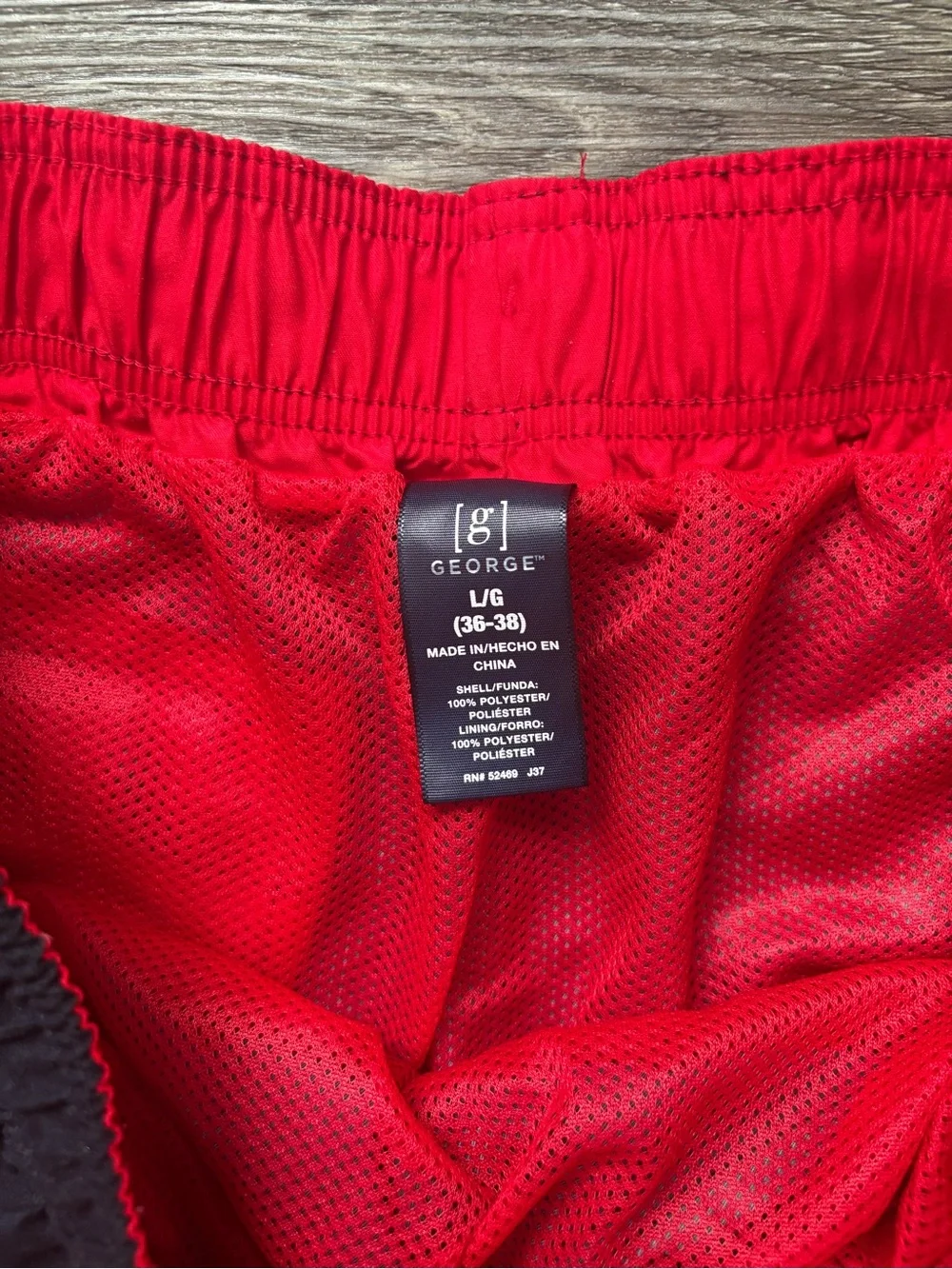 George Red and Black Colorblock Swim Shorts
